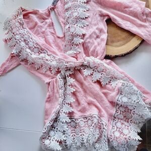 Pink Lace Trimmed jumper